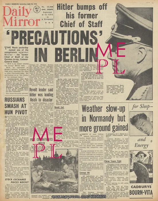 : Daily Mirror front page Battle for Normandy : Daily Mirror front page Battle for Normandy