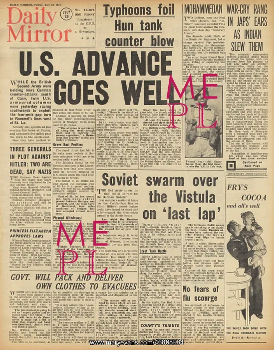 : Daily Mirror front page Battle for Normandy : Daily Mirror front page Battle for Normandy