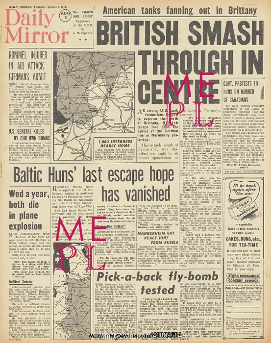 : Daily Mirror front page Battle for Normandy : Daily Mirror front page Battle for Normandy