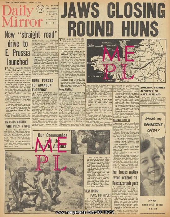 : Daily Mirror front page Battle for Normandy : Daily Mirror front page Battle for Normandy