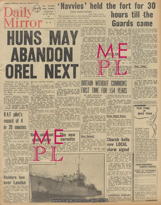 : Daily Mirror front page Battle for Orel : Daily Mirror front page Battle for Orel
