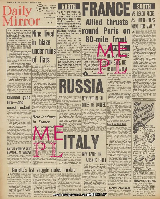 : Daily Mirror front page battle for Paris : Daily Mirror front page battle for Paris