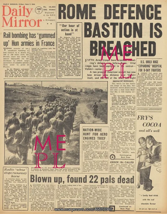  : Daily Mirror front page Battle for Rome