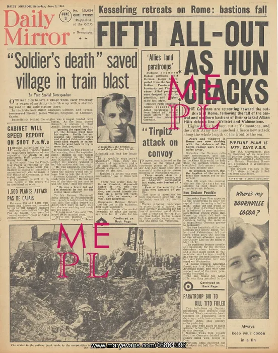 : Daily Mirror front page Battle for Rome : Daily Mirror front page Battle for Rome