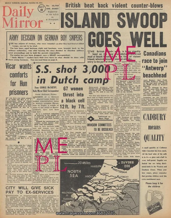 : Daily Mirror front page Battle of the Scheldt : Daily Mirror front page Battle of the Scheldt