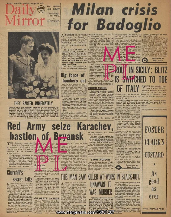 : Daily Mirror front page Battle for Sicily : Daily Mirror front page Battle for Sicily