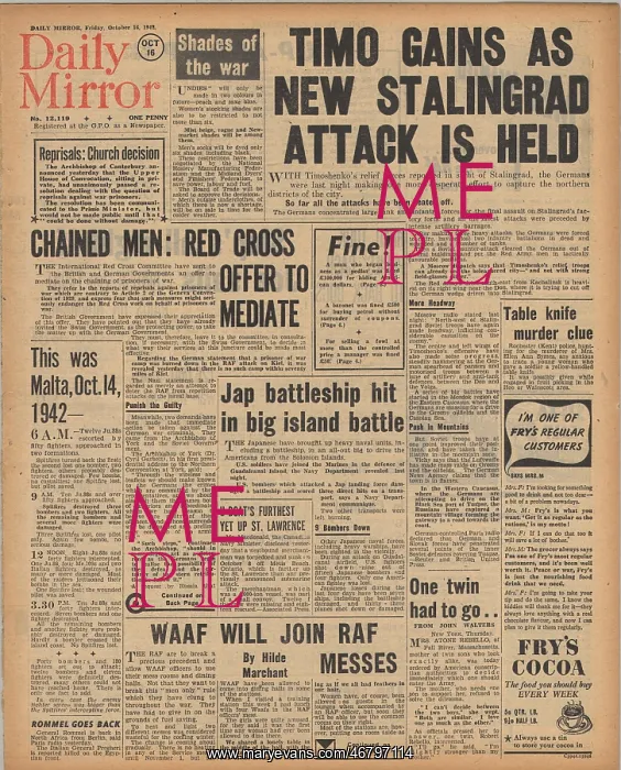 : Daily Mirror front page Battle of Stalingrad : Daily Mirror front page Battle of Stalingrad
