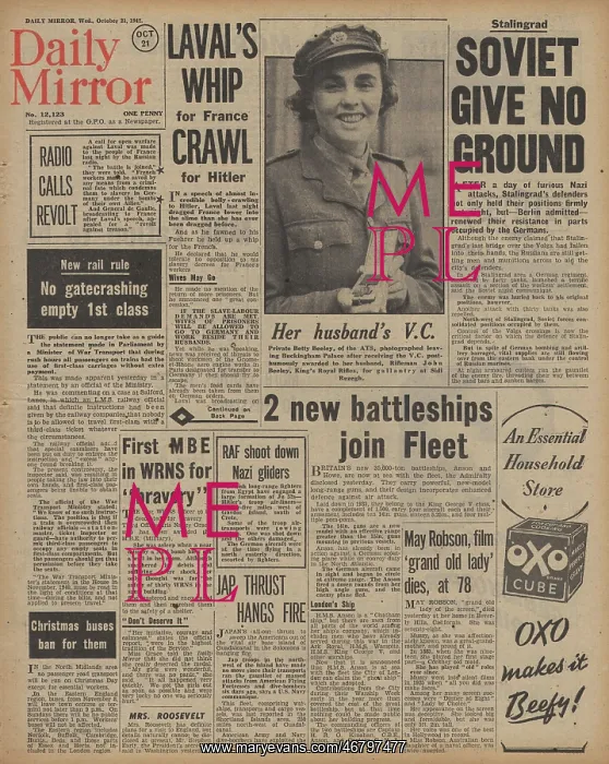 : Daily Mirror front page Battle of Stalingrad : Daily Mirror front page Battle of Stalingrad