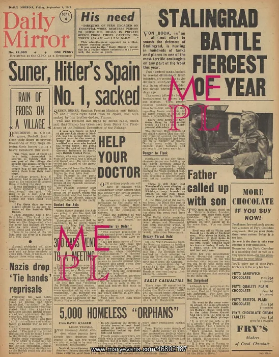 : Daily Mirror front page Battle of Stalingrad : Daily Mirror front page Battle of Stalingrad