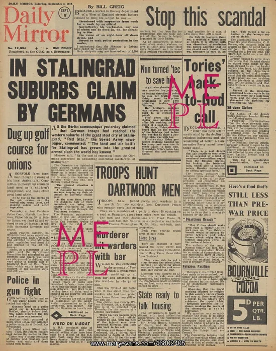 : Daily Mirror front page Battle of Stalingrad : Daily Mirror front page Battle of Stalingrad
