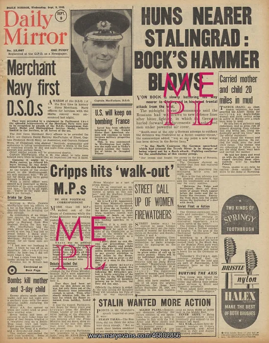 : Daily Mirror front page Battle of Stalingrad : Daily Mirror front page Battle of Stalingrad