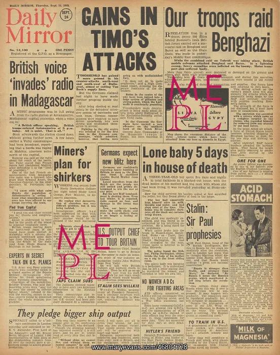: Daily Mirror front page Battle of Stalingrad : Daily Mirror front page Battle of Stalingrad