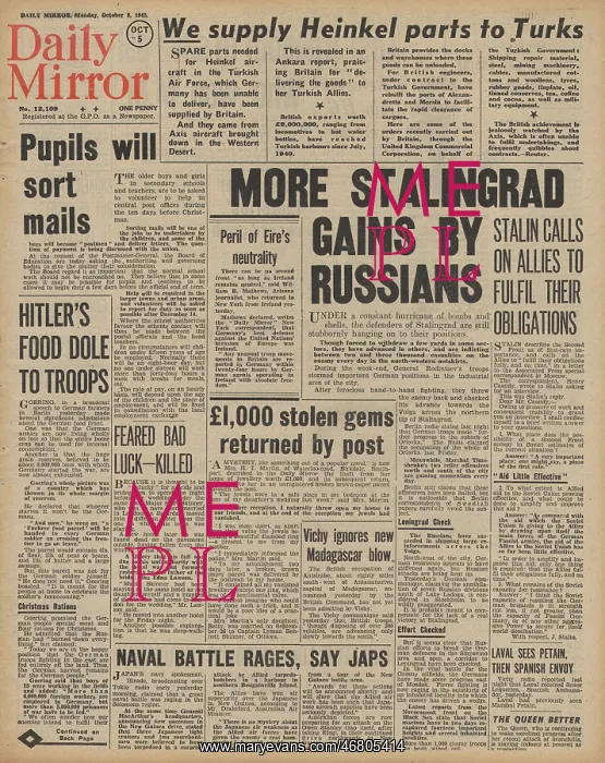 : Daily Mirror front page Battle of Stalingrad : Daily Mirror front page Battle of Stalingrad