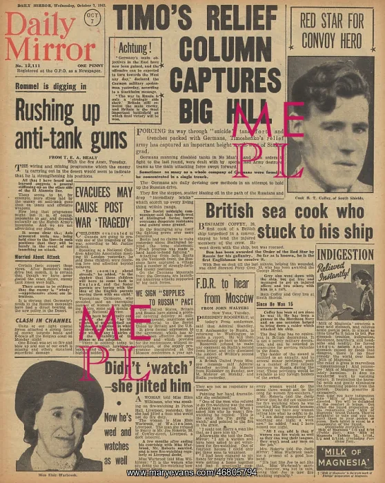 : Daily Mirror front page Battle of Stalingrad : Daily Mirror front page Battle of Stalingrad