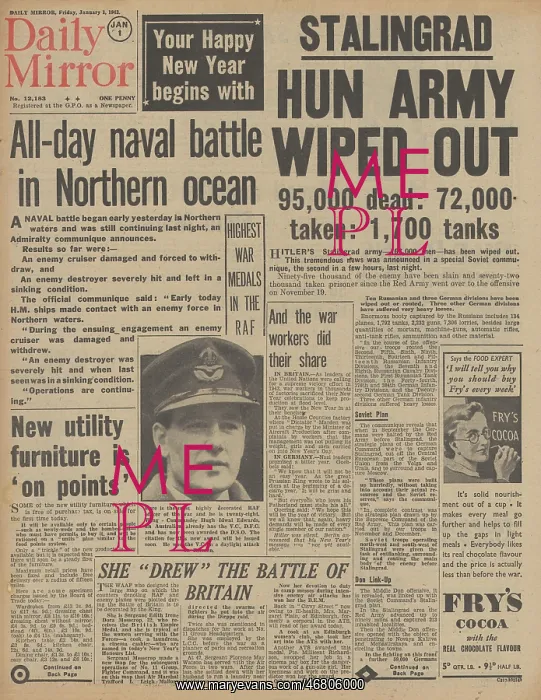 : Daily Mirror front page Battle of Stalingrad : Daily Mirror front page Battle of Stalingrad