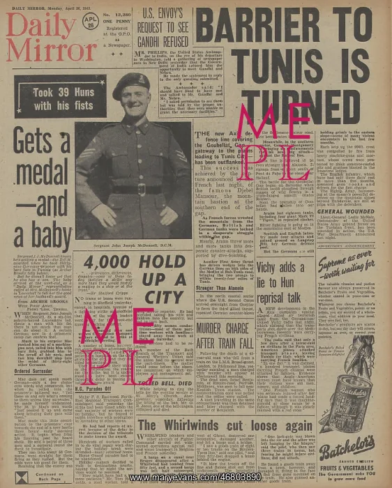 : Daily Mirror front page Battle for Tunisia : Daily Mirror front page Battle for Tunisia