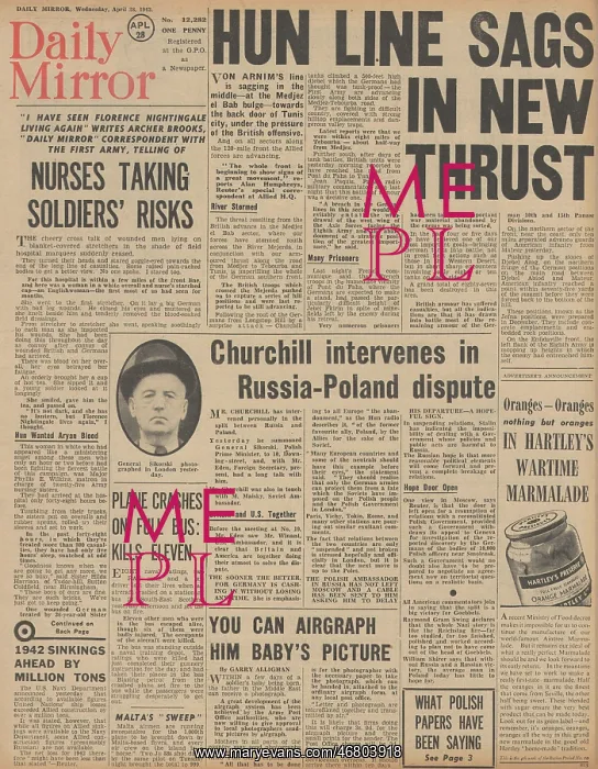 : Daily Mirror front page Battle for Tunisia : Daily Mirror front page Battle for Tunisia