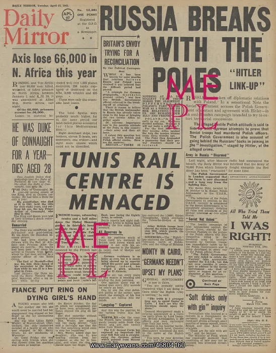  : Daily Mirror front page Battle for Tunisia