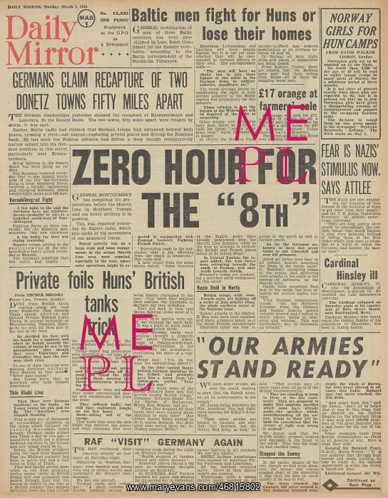 : Daily Mirror front page Battle for Tunisia : Daily Mirror front page Battle for Tunisia