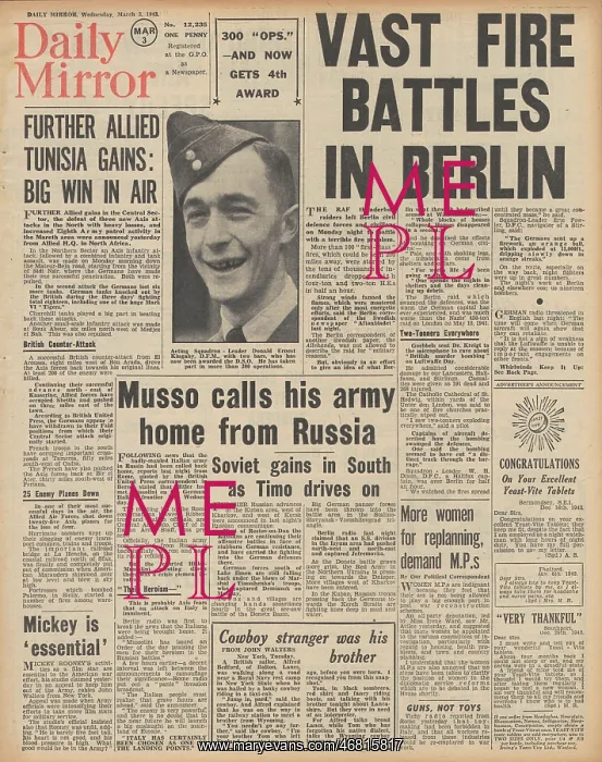 : Daily Mirror front page Battle for Tunisia : Daily Mirror front page Battle for Tunisia