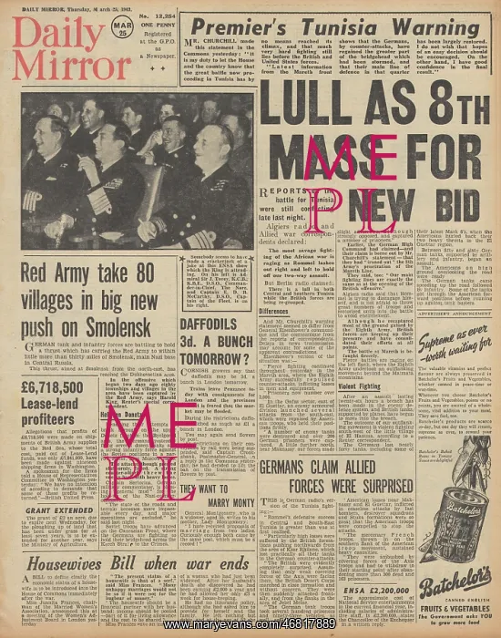 : Daily Mirror front page Battle for Tunisia : Daily Mirror front page Battle for Tunisia