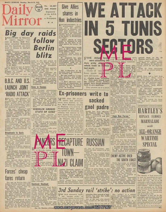 : Daily Mirror front page Battle for Tunisia : Daily Mirror front page Battle for Tunisia
