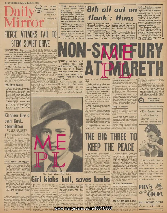 : Daily Mirror front page Battle for Tunisia : Daily Mirror front page Battle for Tunisia