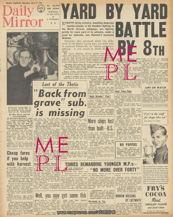 : Daily Mirror front page Battle for Tunisia : Daily Mirror front page Battle for Tunisia