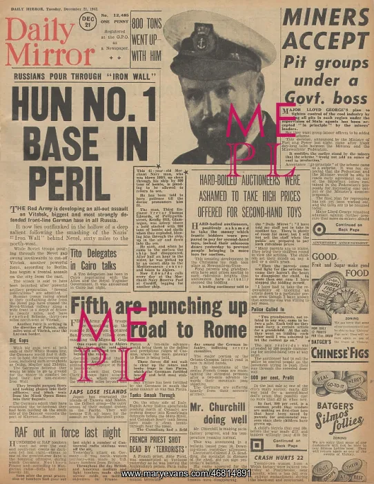 : Daily Mirror front page Battle for Vitebsk : Daily Mirror front page Battle for Vitebsk