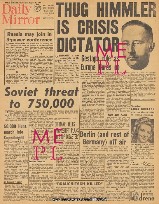 : Daily Mirror front page Bombing raid on Berlin : Daily Mirror front page Bombing raid on Berlin