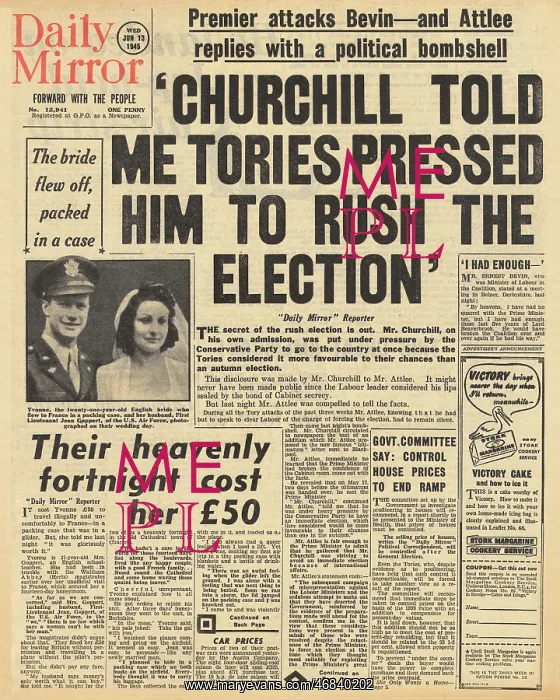 : Daily Mirror front page British General Election : Daily Mirror front page British General Election