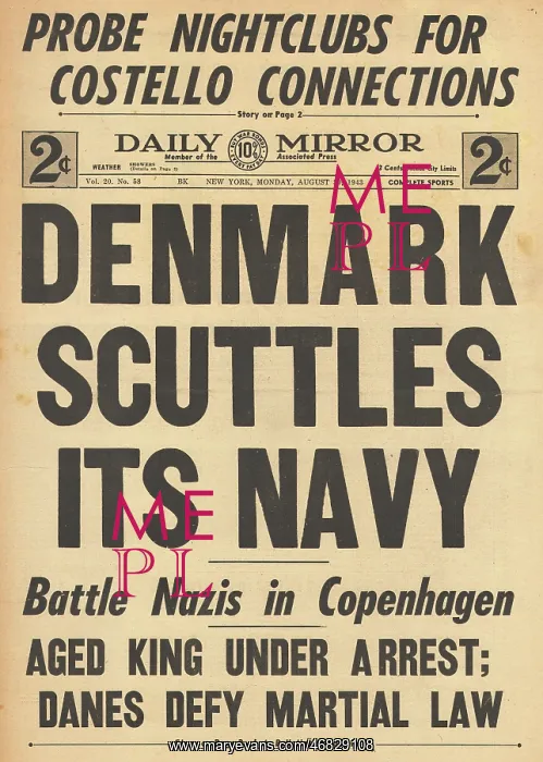  : Daily Mirror front page Danish Navy scuttles fleet