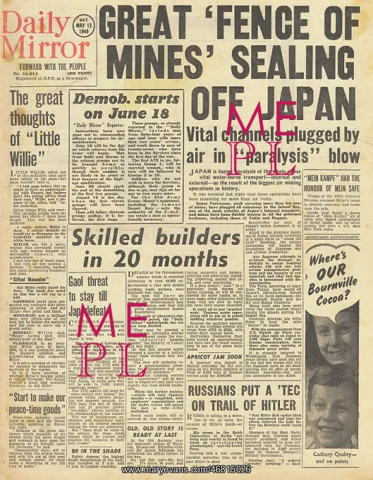: Daily Mirror front page Demobilisation date announced : Daily Mirror front page Demobilisation date announced