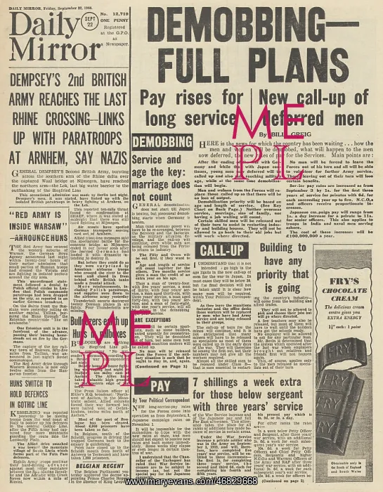 : Daily Mirror front page Demobilisation plans announced : Daily Mirror front page Demobilisation plans announced