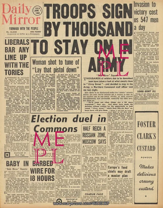 : Daily Mirror front page Election debate in Commons : Daily Mirror front page Election debate in Commons