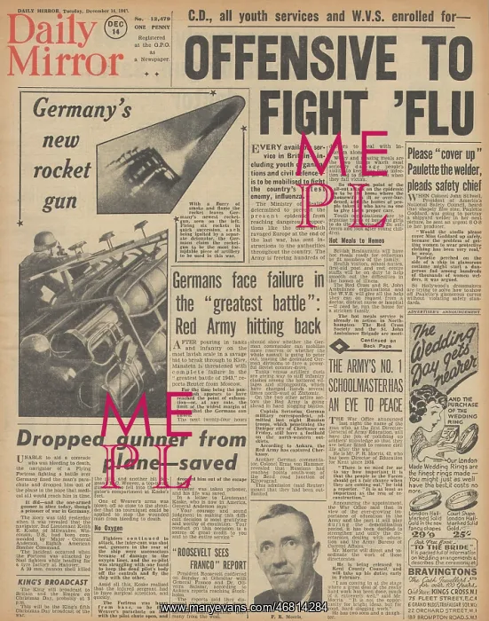 : Daily Mirror front page Flu pandemic : Daily Mirror front page Flu pandemic