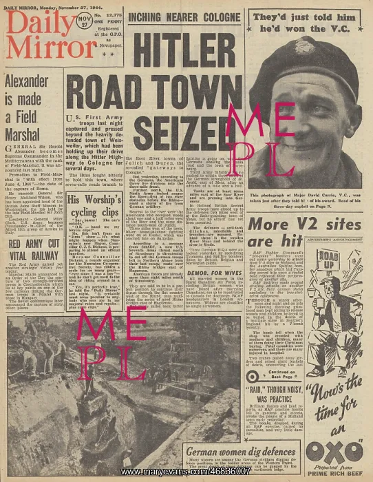 : Daily Mirror front page US forces capture Weisweiler : Daily Mirror front page US forces capture Weisweiler
