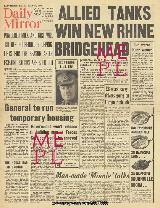 : Daily Mirror front page US forces on the Rhine : Daily Mirror front page US forces on the Rhine
