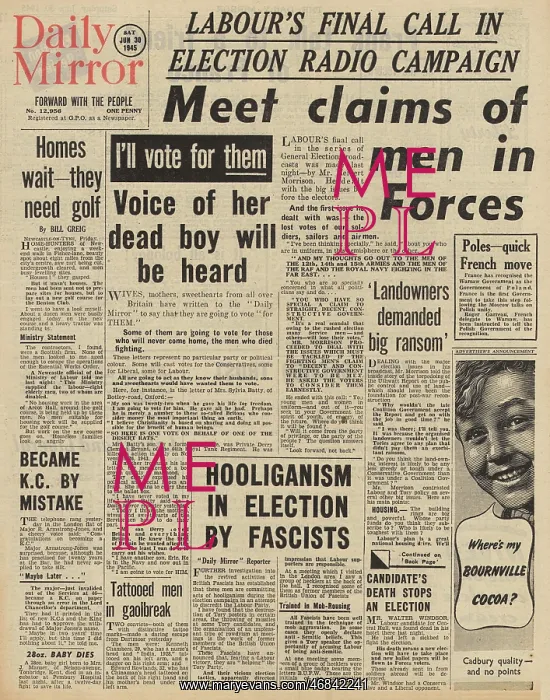 : Daily Mirror front page General Election campaign : Daily Mirror front page General Election campaign
