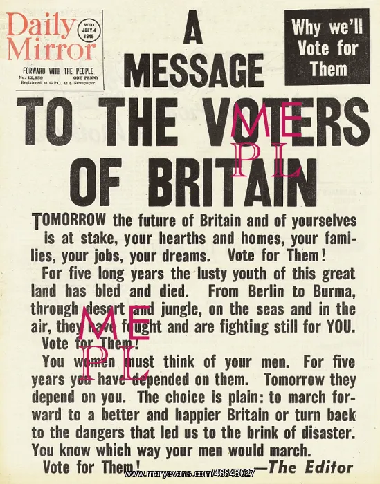 : Daily Mirror front page General Election editorial : Daily Mirror front page General Election editorial