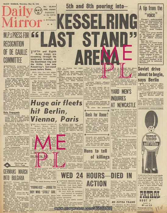 : Daily Mirror front page German forces defend Hitler Line : Daily Mirror front page German forces defend Hitler Line