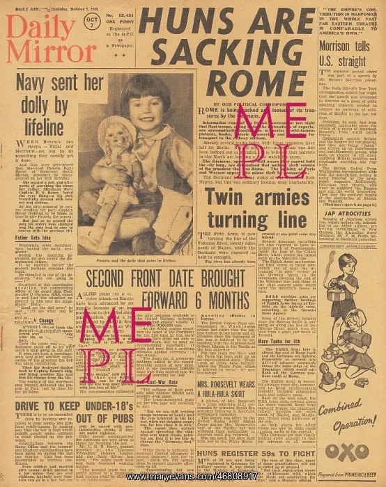 : Daily Mirror front page German forces sacking Rome : Daily Mirror front page German forces sacking Rome