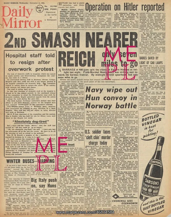 : Daily Mirror front page Hitler undergoes operation : Daily Mirror front page Hitler undergoes operation
