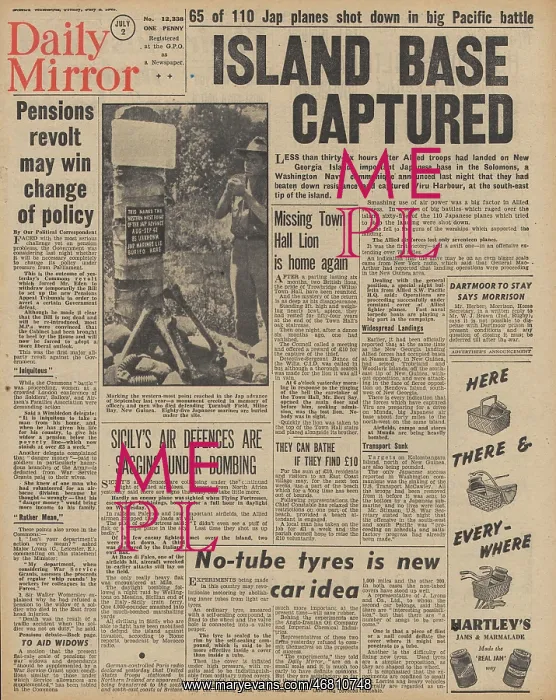 : Daily Mirror front page US offensive on Solomon Islands : Daily Mirror front page US offensive on Solomon Islands