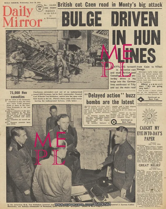 : Daily Mirror front page Operation Epsom in Normandy : Daily Mirror front page Operation Epsom in Normandy