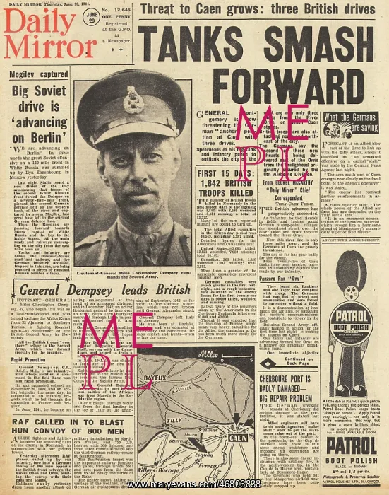 : Daily Mirror front page Operation Epsom in Normandy : Daily Mirror front page Operation Epsom in Normandy