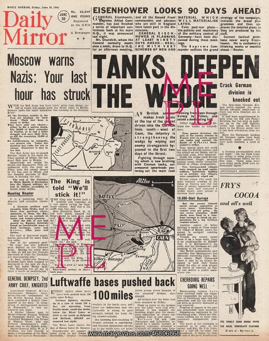 : Daily Mirror front page Operation Epsom in Normandy : Daily Mirror front page Operation Epsom in Normandy