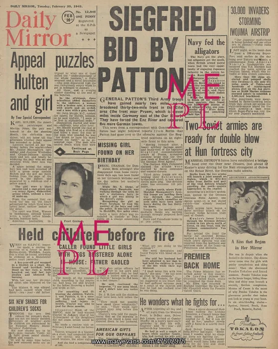 : Daily Mirror front page Patton on the Siegfried Line : Daily Mirror front page Patton on the Siegfried Line