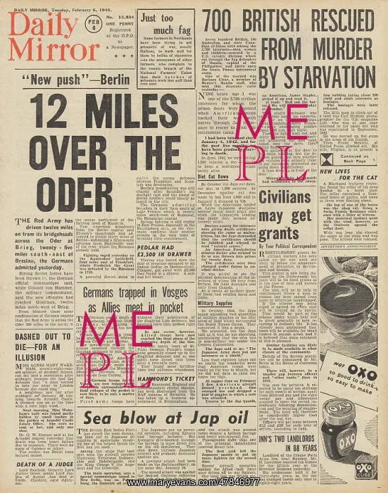 : Daily Mirror front page Red Army advance on Berlin : Daily Mirror front page Red Army advance on Berlin
