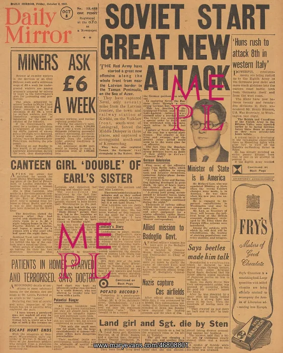 : Daily Mirror front page Red Army advance on Eastern Front : Daily Mirror front page Red Army advance on Eastern Front